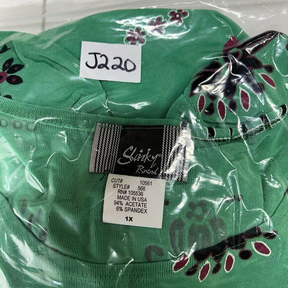 Slinky Brand Plus 1X Tunic Top Asymmetric Geometric Print V-Neck Lagenlook Green - Picture 13 of 13